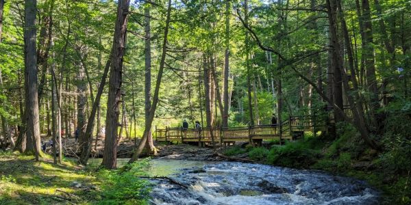 Tubing on Esopus Creek through Catskill scenery in Ulster County, NY