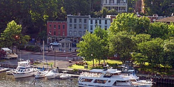 Historic brick building in a small Catskills town, showcasing local architecture and heritage.
