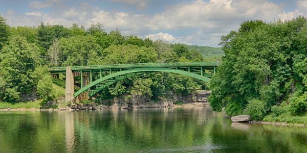 Downtown Narrowsburg main street shops and storefronts along the Delaware River