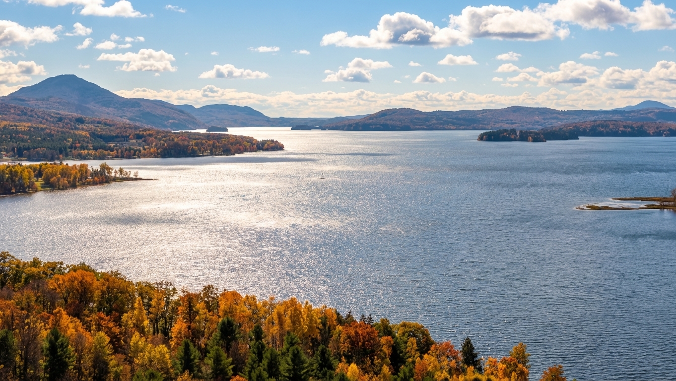 Summit views from Jay Peak with mountain ridgeline stretching into the distance