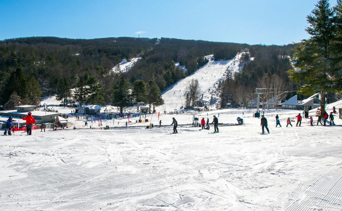 Skiing and snowboarding at Butternut Mountain