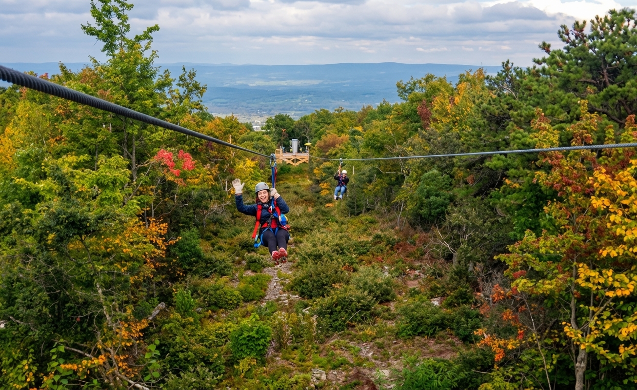 Scenic views from Catamount Mountain summit over the Hudson Valley