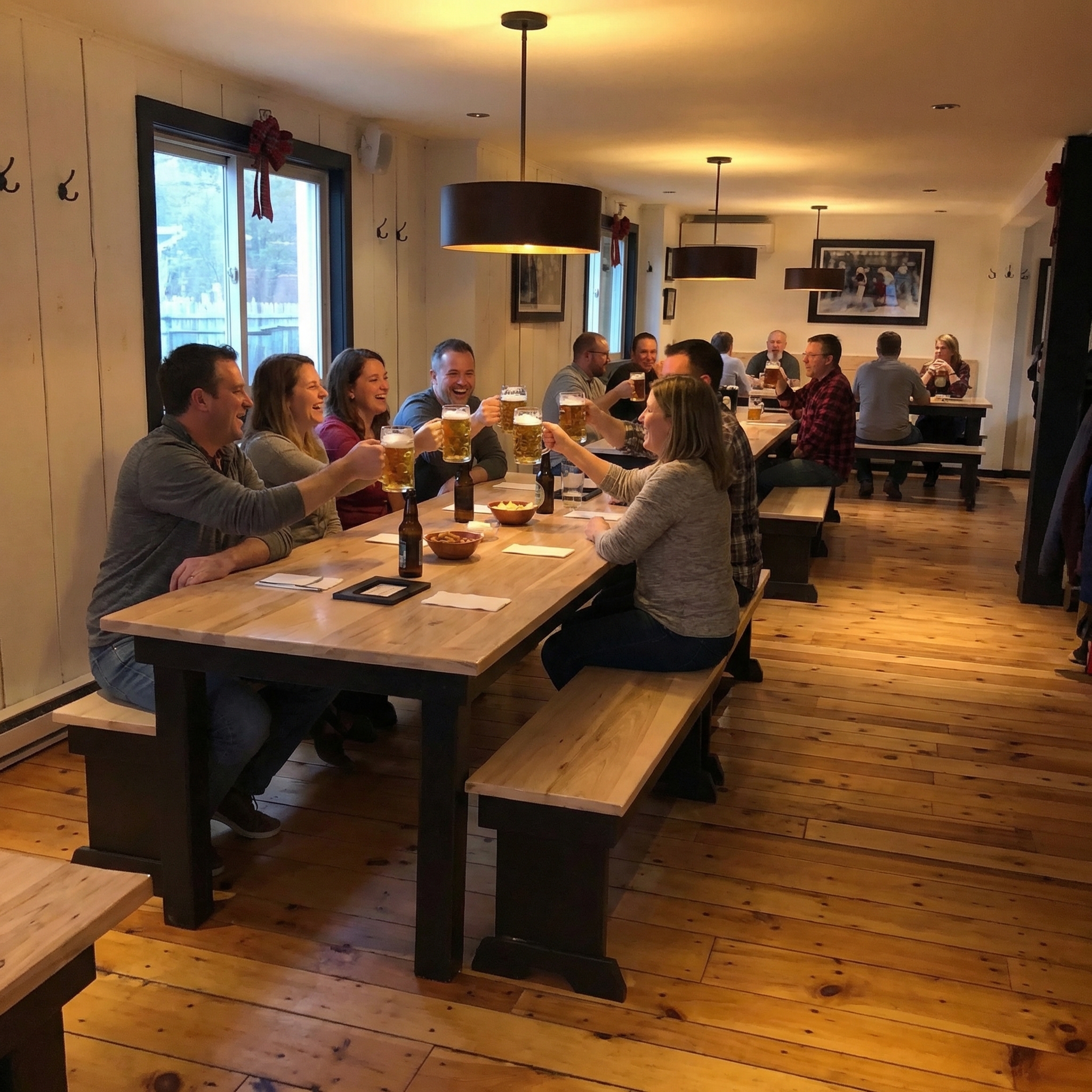 Fall foliage in Stowe, Vermont with colorful autumn trees surrounding mountain homes and rolling hills