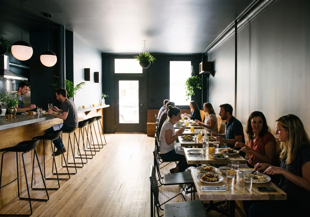 Dining scene near Plattekill Mountain in the Catskills