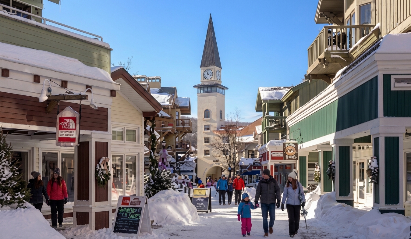 Group of friends sitting at an outdoor brewery table, enjoying craft beer and conversation with mountain views in the background