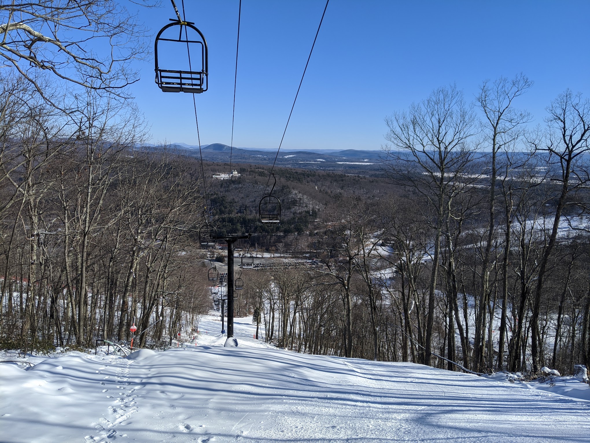 Skiers at Catamount Mountain near New Marlborough, MA in the southern Berkshires.